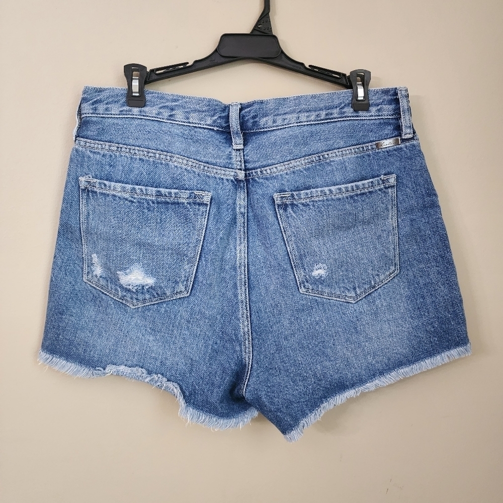 KanCan Blue Denim Jeans Women Size L distressing Button Fly Cotton High Rise - Picture 2 of 7